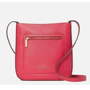 New Kate Spade Leila Top Zip Crossbody bag Pebble Leather Bright Rose